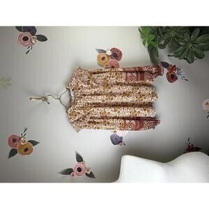 Maison d'Amélie Orange Floral Long Sleeve Blouse - Size - Small